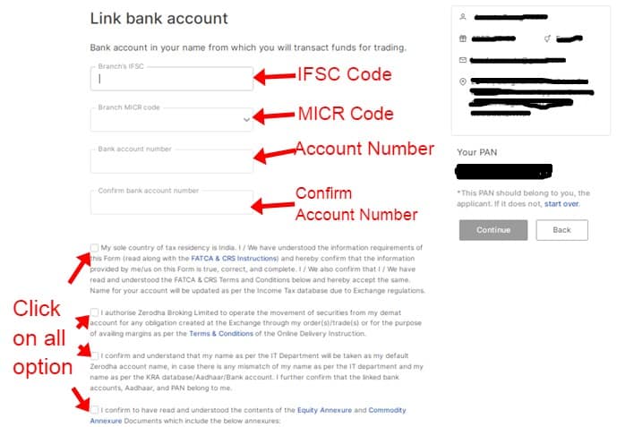 Zerodha account open link bank account
