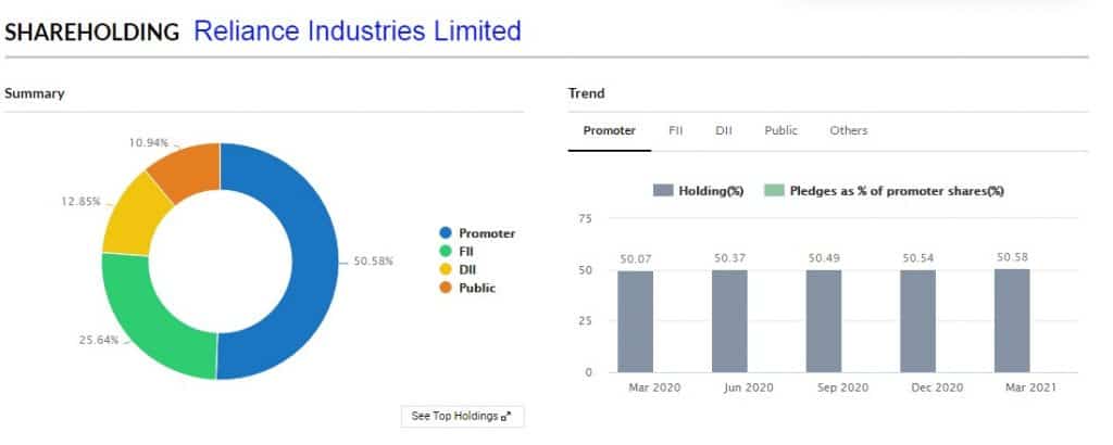 Shareholding of Company pattern