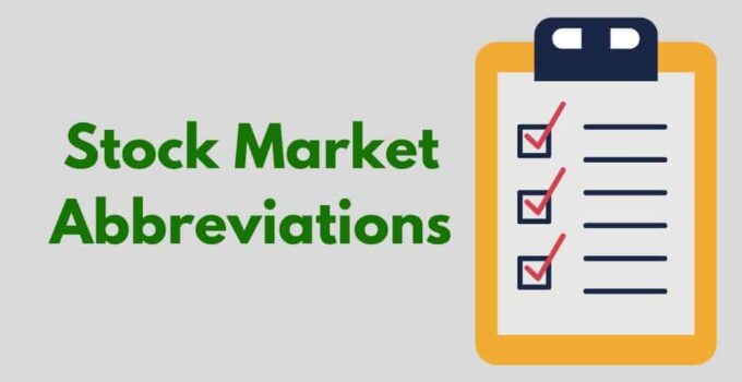 List of Stock Market Abbreviations